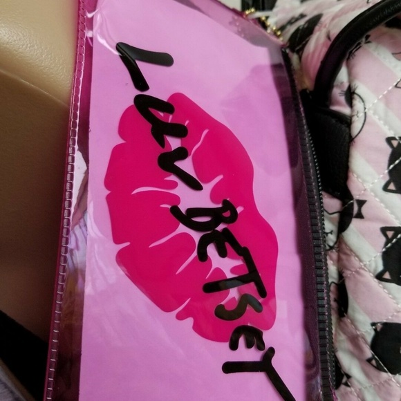 Betsey Johnson Backpack Cats Pink White Black - Picture 6 of 8